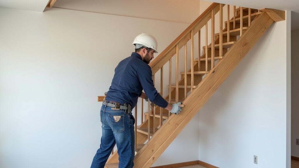 Technicien en train d’installer un monte-escalier dans une maison à Menetou-Salon