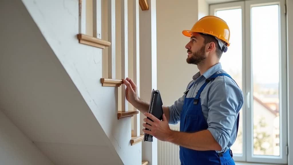 Technicien en train d’installer un monte-escalier dans une maison en Côte-d’Or
