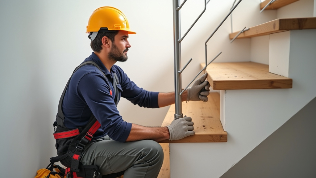 Technicien installant un monte-escalier à Clonas-sur-Varèze