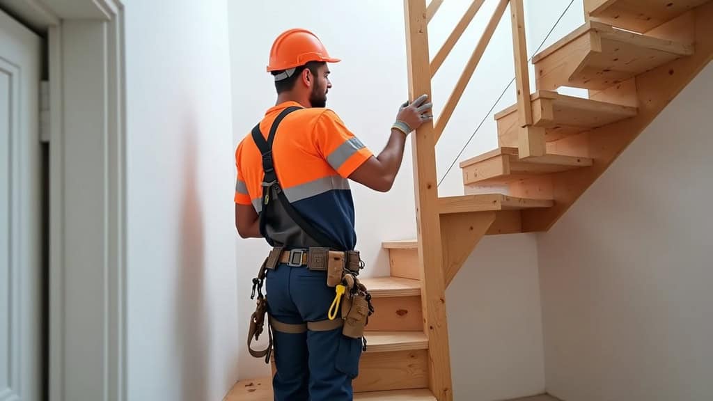 Technicien installant un monte escalier à Lannemezan