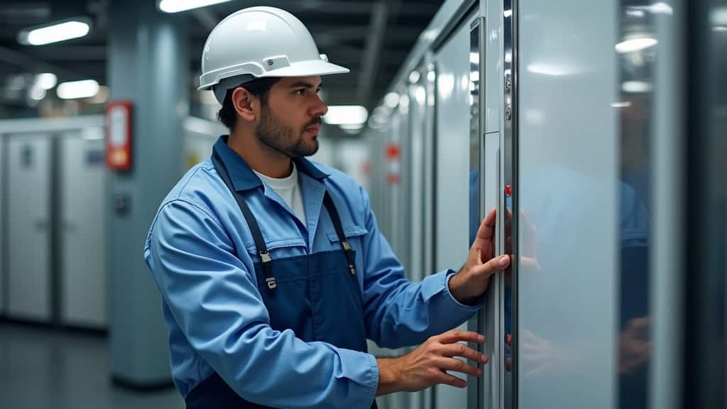 Technicien local vérifiant le bon fonctionnement d