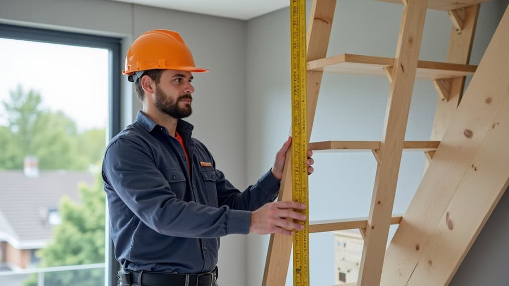 Technicien prenant les mesures pour un devis monte-escalier à Faumont