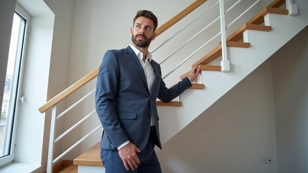 Technicien professionnel en train de mesurer un escalier à Ableiges pour l