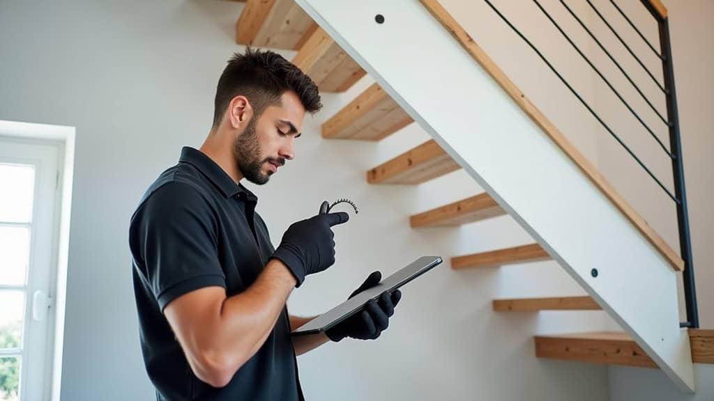 Technicien professionnel installant un monte-escalier à Mézin