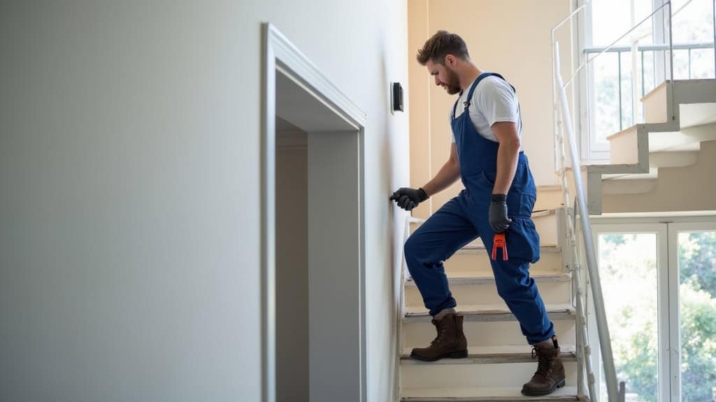 Technicien professionnel installant un monte-escalier à Sanary-sur-Mer