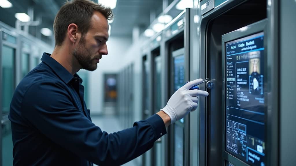Technicien vérifiant le bon fonctionnement d