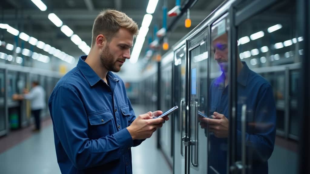 Technicien vérifiant le fonctionnement d