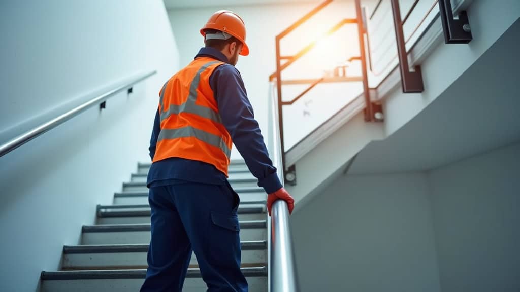Technicien vérifiant le fonctionnement d’un monte-escalier à Talmas