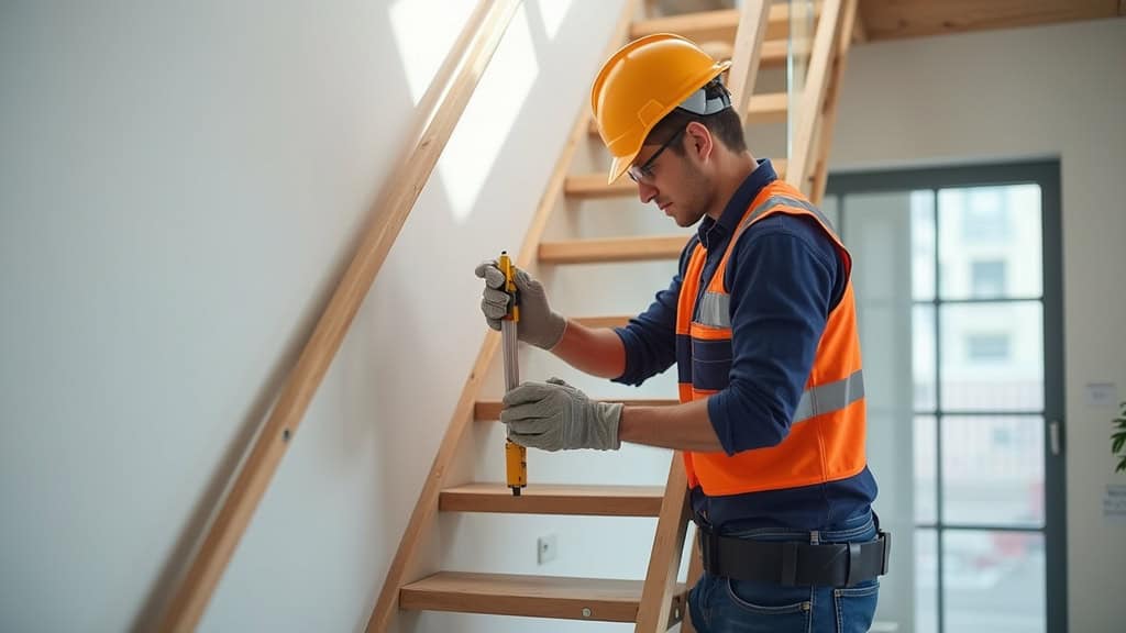 Technicien vérifiant un monte-escalier lors d