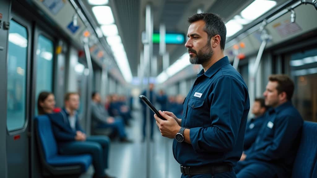 Techniciens en train d