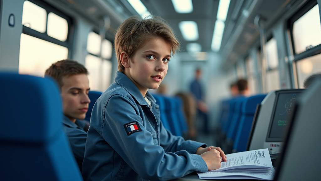 Techniciens en train d