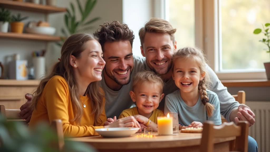Une famille souriante autour d