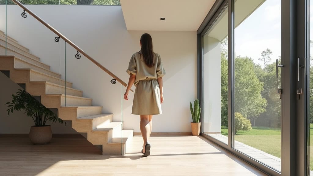 Une personne utilise un monte-escalier dans une maison à Saint-Claude