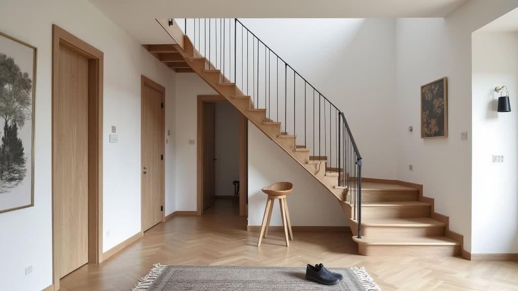 Vue intérieure d’un monte-escalier tournant installé dans une maison à Verzenay