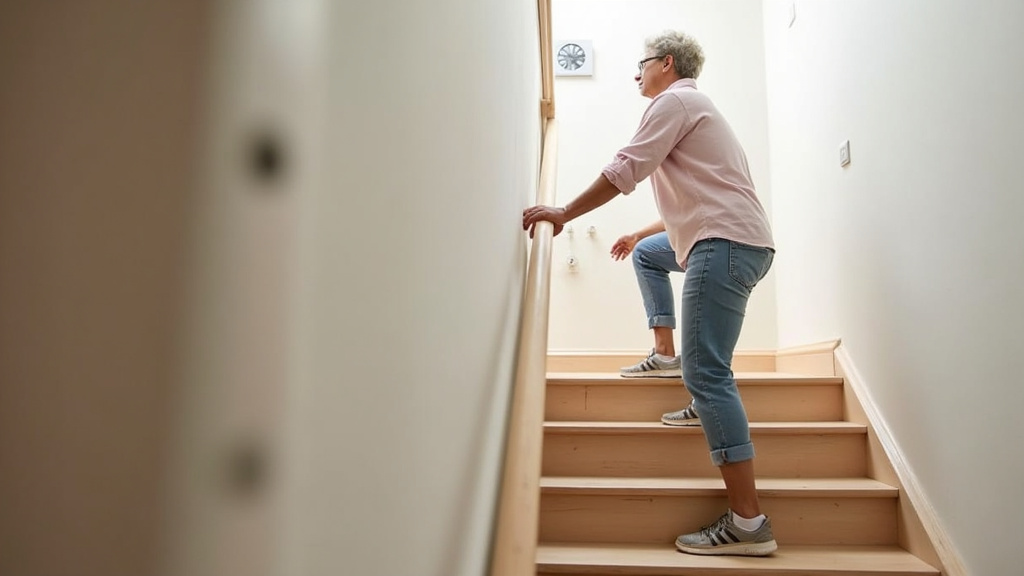 Aîné utilisant un monte-escalier en toute sécurité dans sa maison