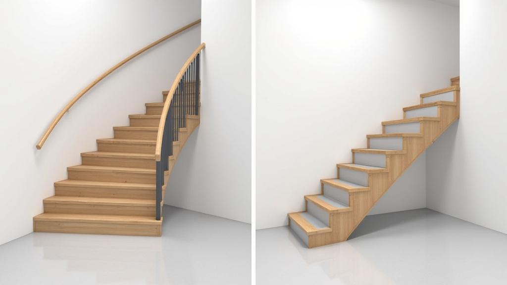 Comparaison entre un monte-escalier droit et un modèle courbe adapté aux escaliers avec virage