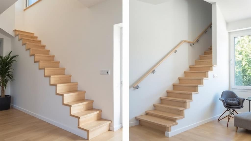 Comparaison entre un monte-escalier droit et un monte-escalier courbe installés dans une maison au Carbet
