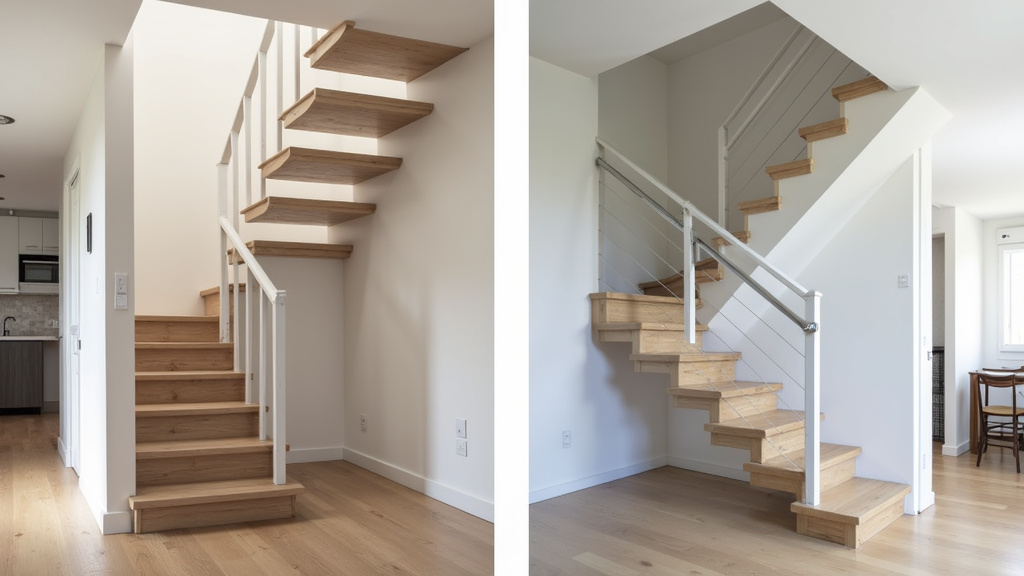 Comparaison entre un monte-escalier droit et un tournant installés dans une maison à Allassac