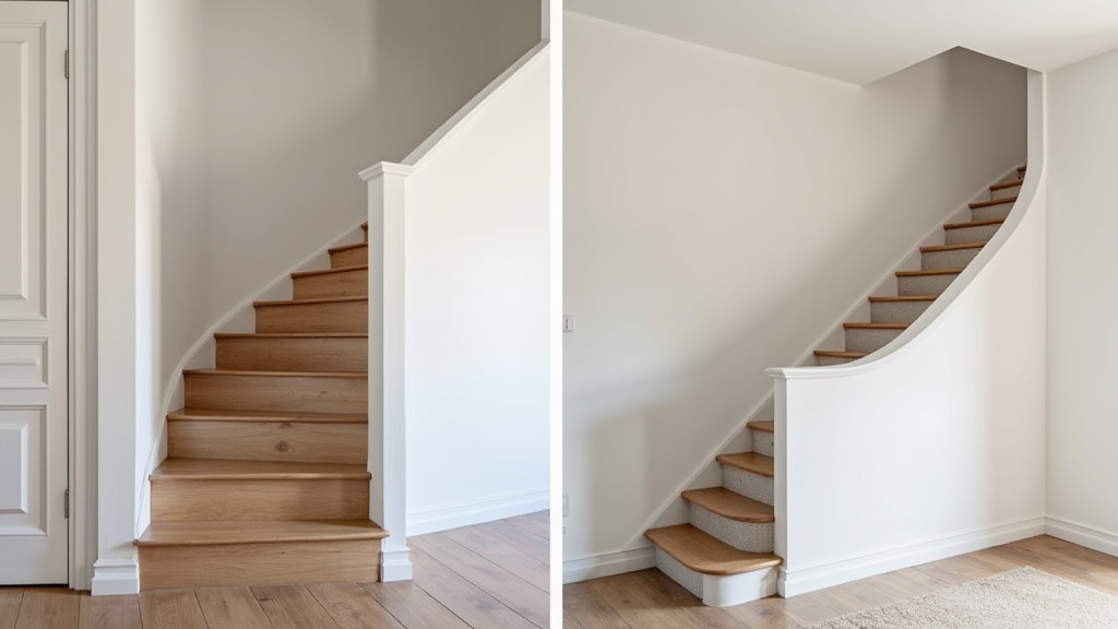 Comparaison monte-escalier droit et tournant dans une maison à Horgues