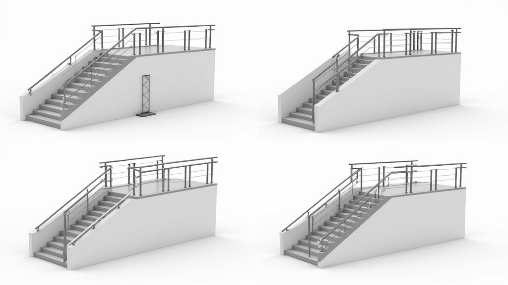 Comparaison visuelle des différents modèles de monte-escaliers : droit, tournant, debout et extérieur à Chaunay
