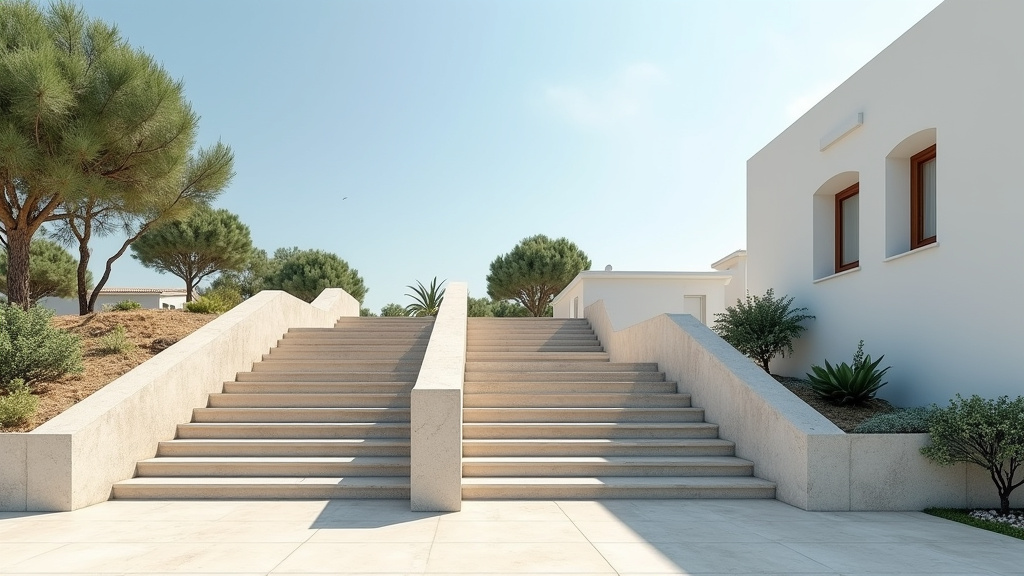 Comparaison visuelle des différents types de monte-escalier : siège, plateforme et ascenseur privatif dans un cadre méditerranéen à Bandol