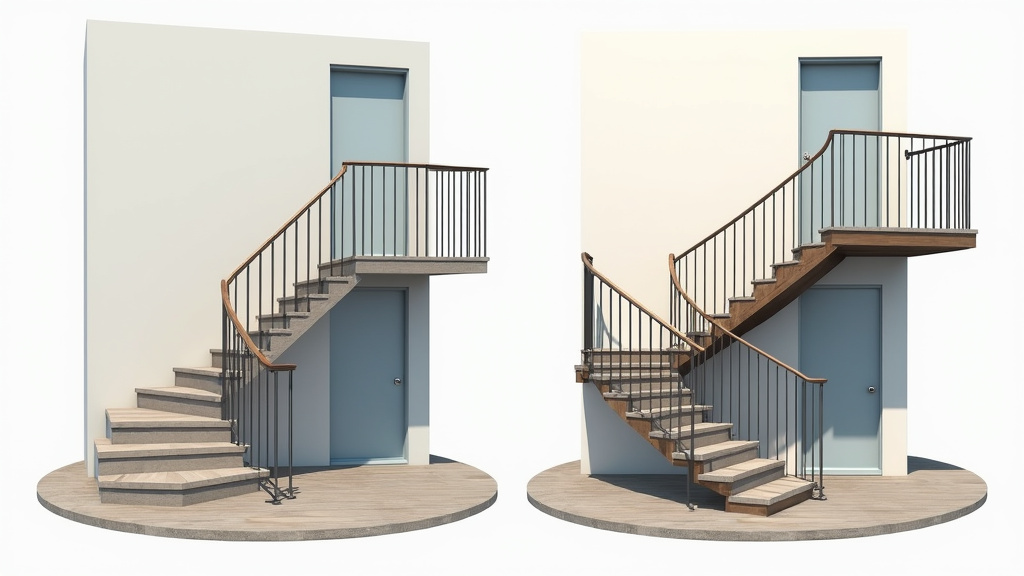 Comparaison visuelle des modèles de monte-escalier droit, tournant et extérieur