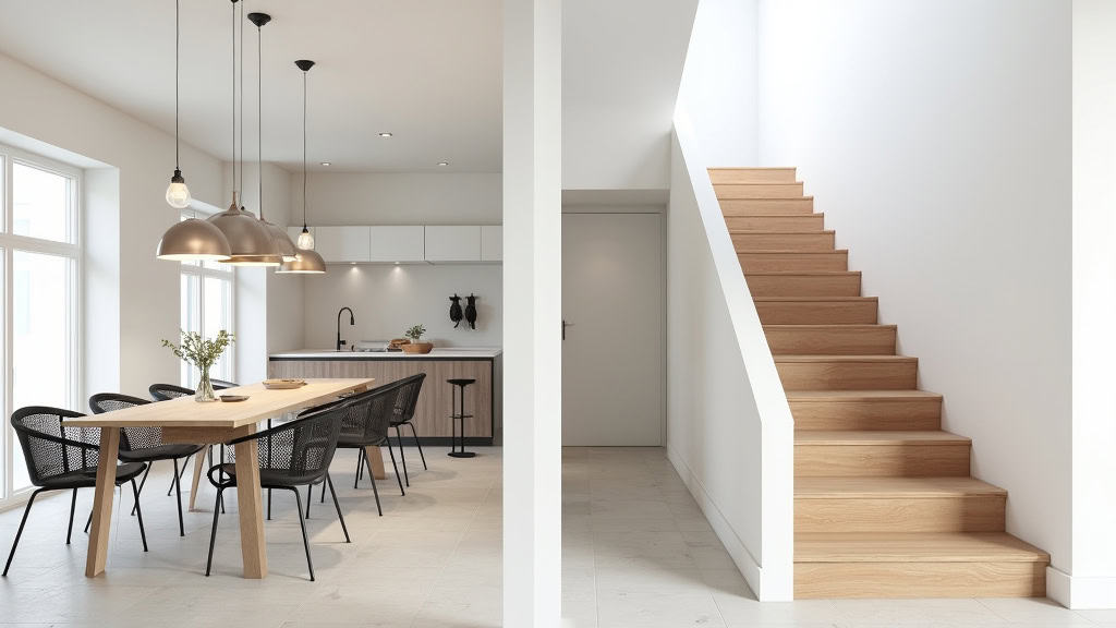 Comparaison visuelle entre un monte-escalier droit et un modèle tournant dans une maison d’Oberschaeffolsheim