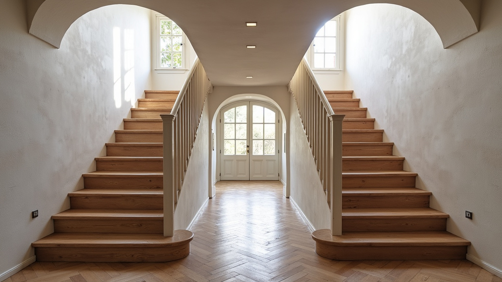 Comparaison visuelle entre un monte-escalier droit et un monte-escalier tournant installés dans une maison ancienne