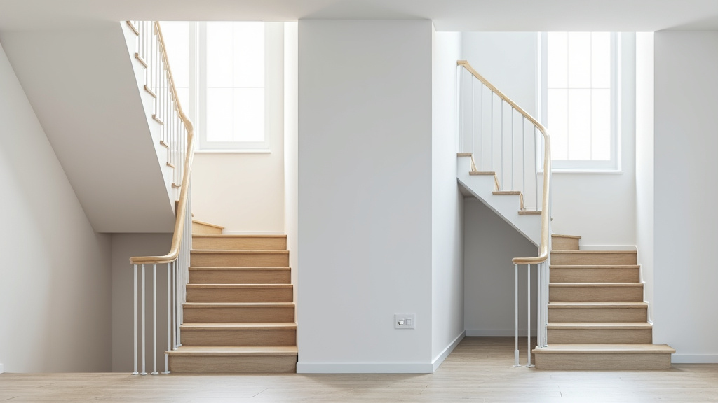 Comparaison visuelle monte-escalier droit et tournant en situation réelle