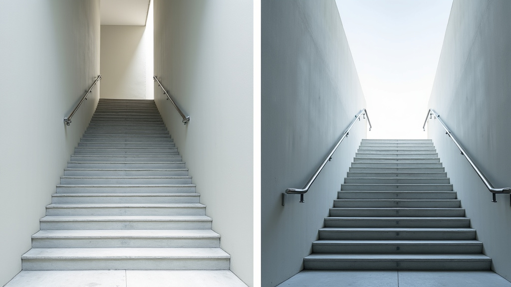 Comparaison visuelle monte-escalier droit et tournant installés à Frontonas