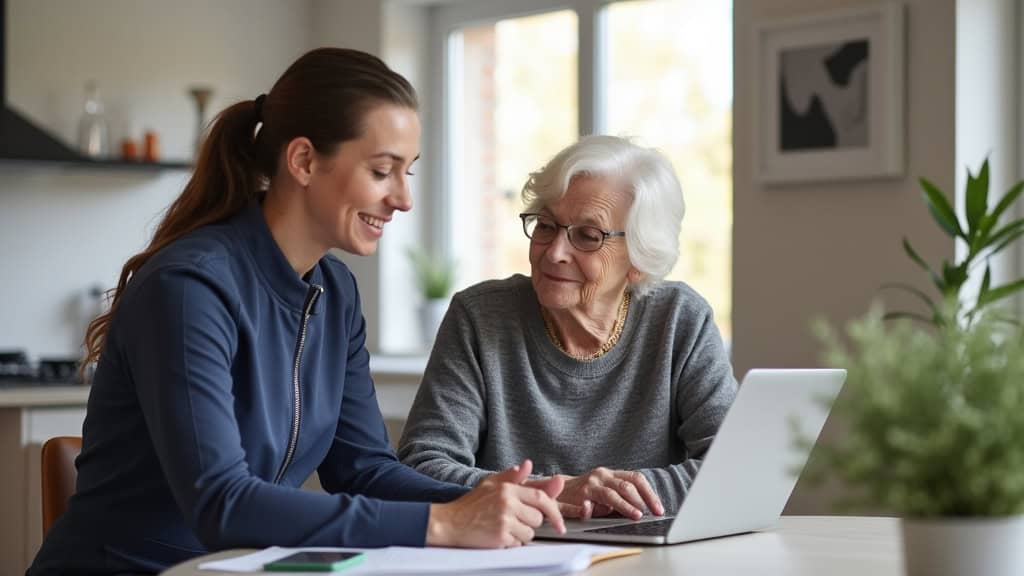 Consultation entre un technicien et un couple âgé à leur domicile à Massay