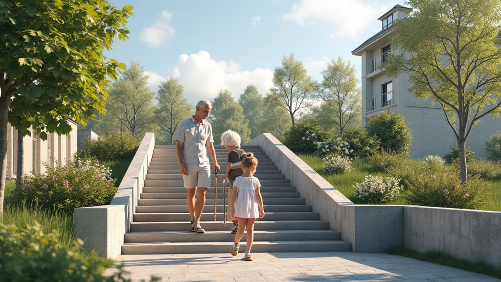 Couple de retraités utilisant leur nouveau monte-escalier à Namps-Maisnil