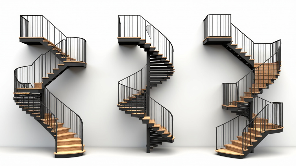 Différents modèles de monte-escalier installés à Landrecies : droit, tournant et extérieur