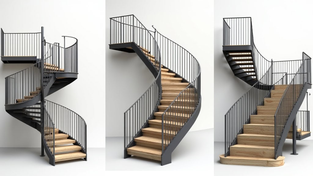 Différents modèles de monte-escaliers installés à Meillonnas : droit, tournant, extérieur