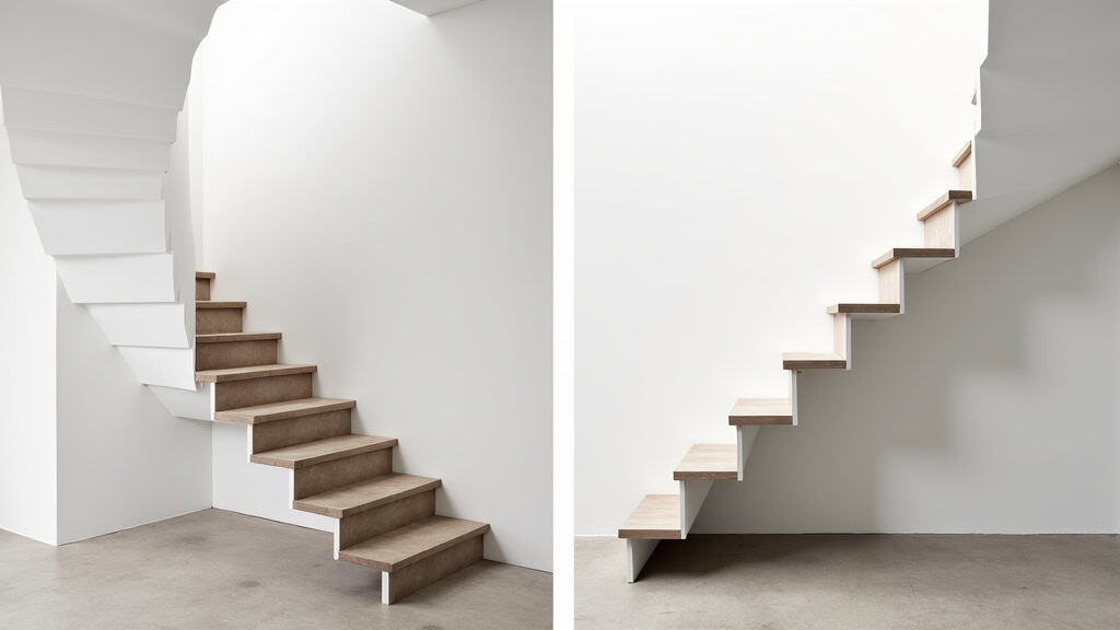 Différents modèles de monte-escaliers installés dans une maison à Fouras, montrant un modèle droit et un modèle tournant