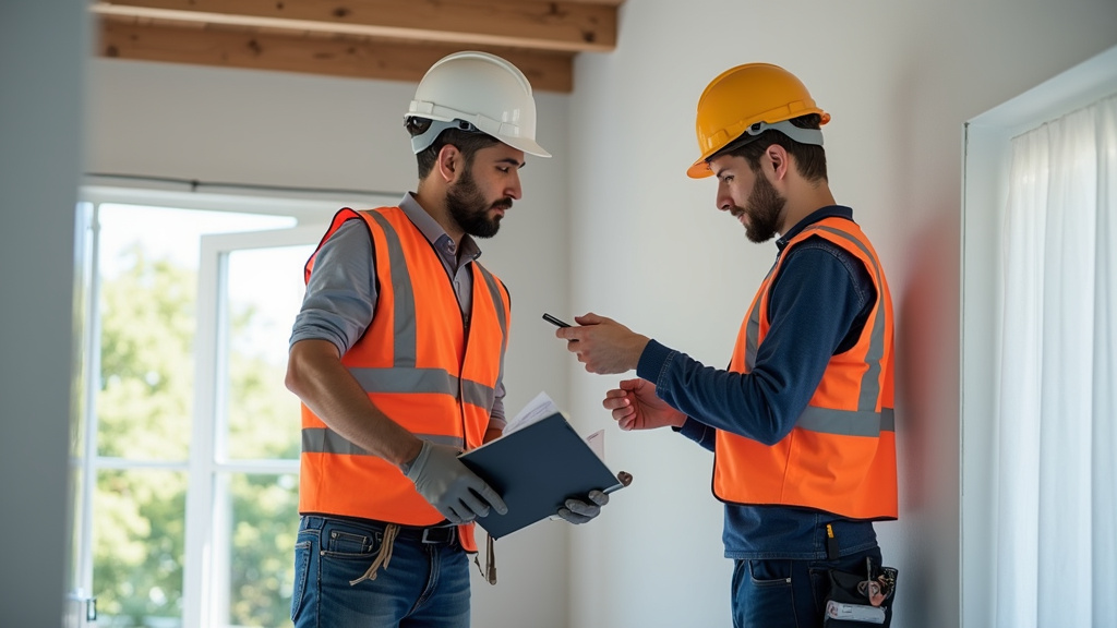 Entretien entre un technicien et un habitant de Marolles-en-Hurepoix avant installation d’un monte-escalier