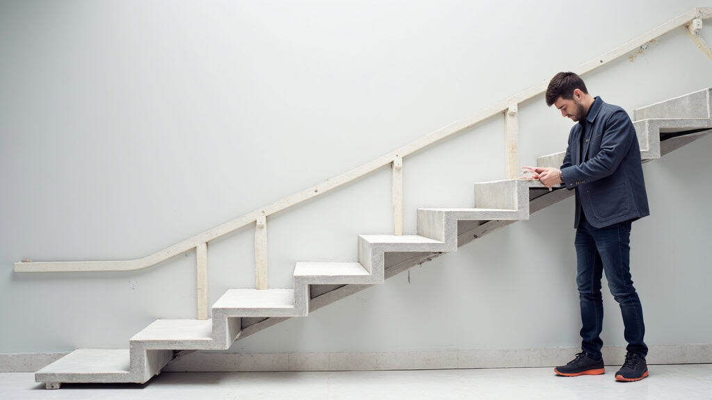 Équipe technique en train de poser un monte-escalier tournant à Saint-Jean-de-luz