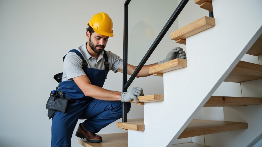 Étape d’installation d’un monte-escalier par un technicien à Moissy-Cramayel