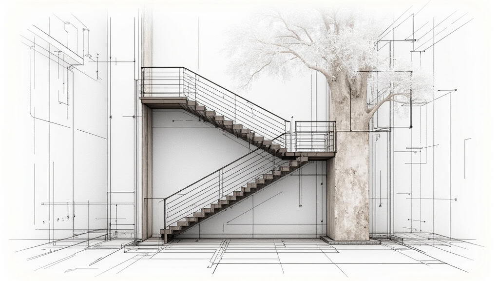 Étude technique d’un escalier à Ostheim pour installation d’un monte-escalier