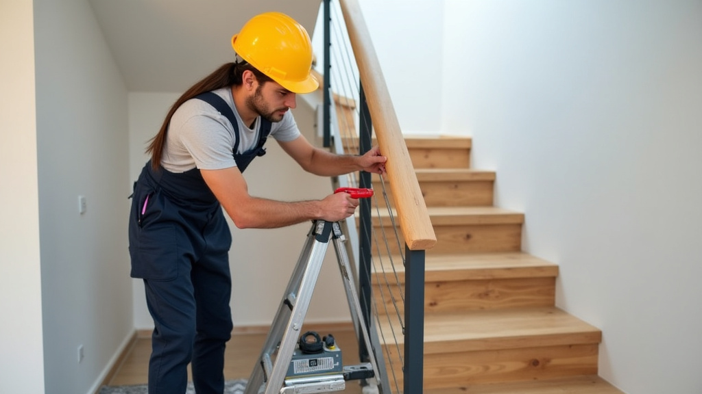 Expert en train de mesurer un escalier pour une installation de monte-escalier à La Boissière