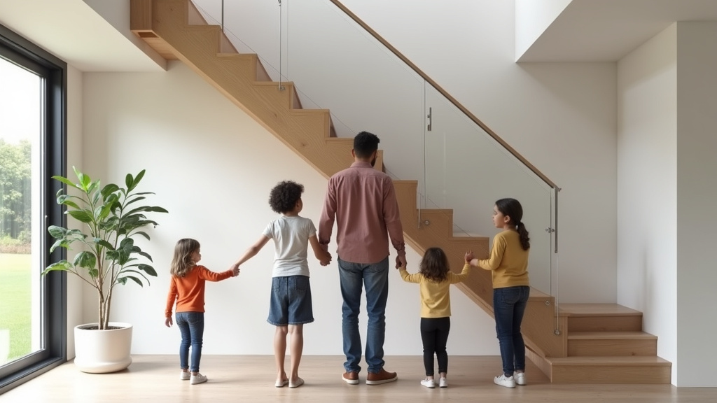Famille choisissant un monte-escalier adapté à leur maison à Beaucouzé