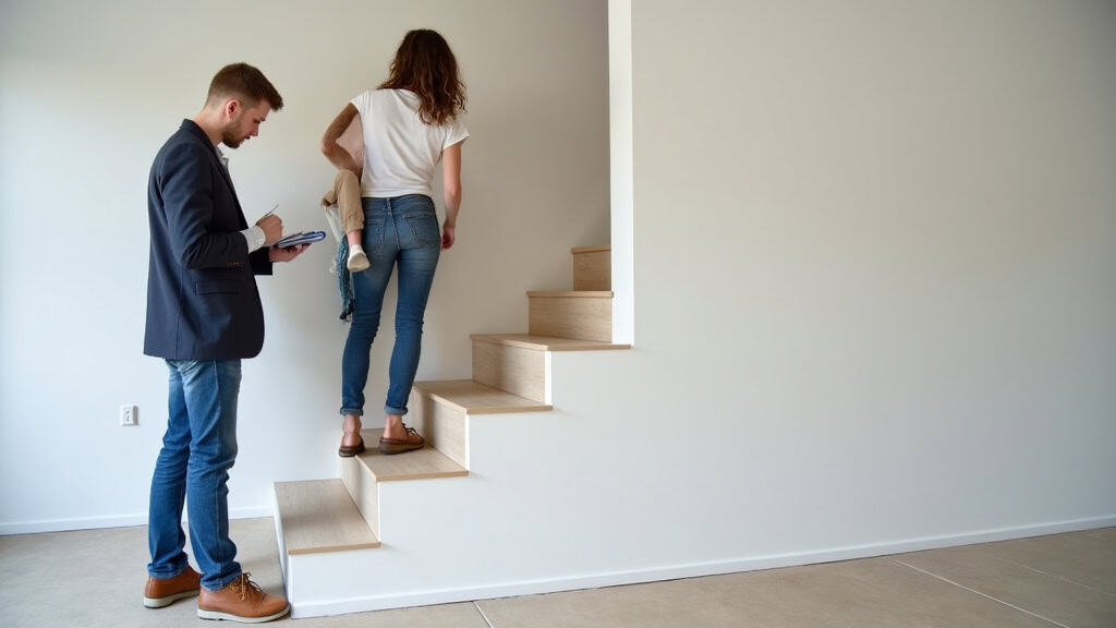 Famille consultant un devis pour l’installation d’un monte-escalier à Seingbouse