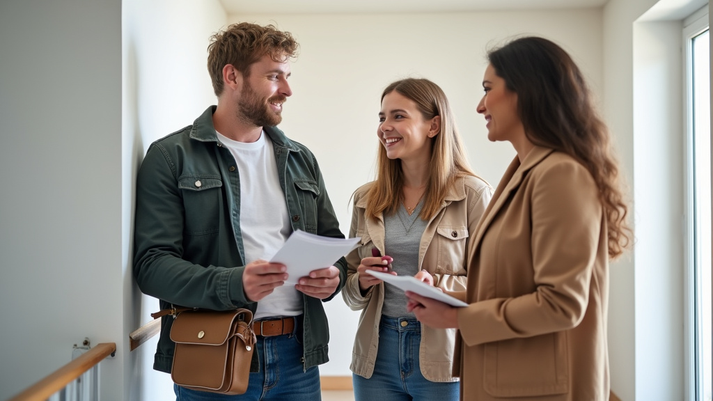 Famille discutant avec un installateur de monte-escalier à Lusigny