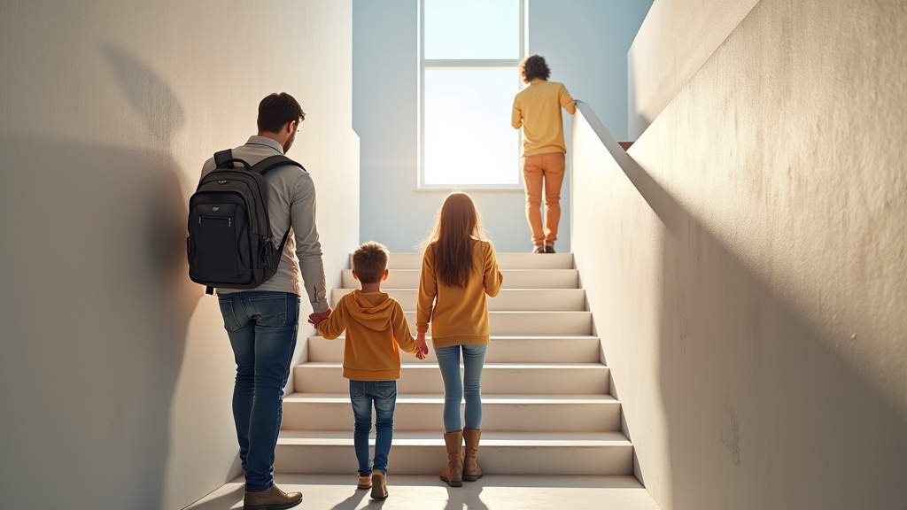 Famille en train de consulter un devis pour un monte-escalier à Barjols