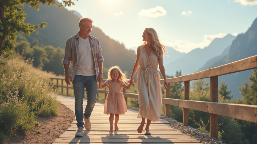 Famille heureuse avec un monte-escalier à Miribel