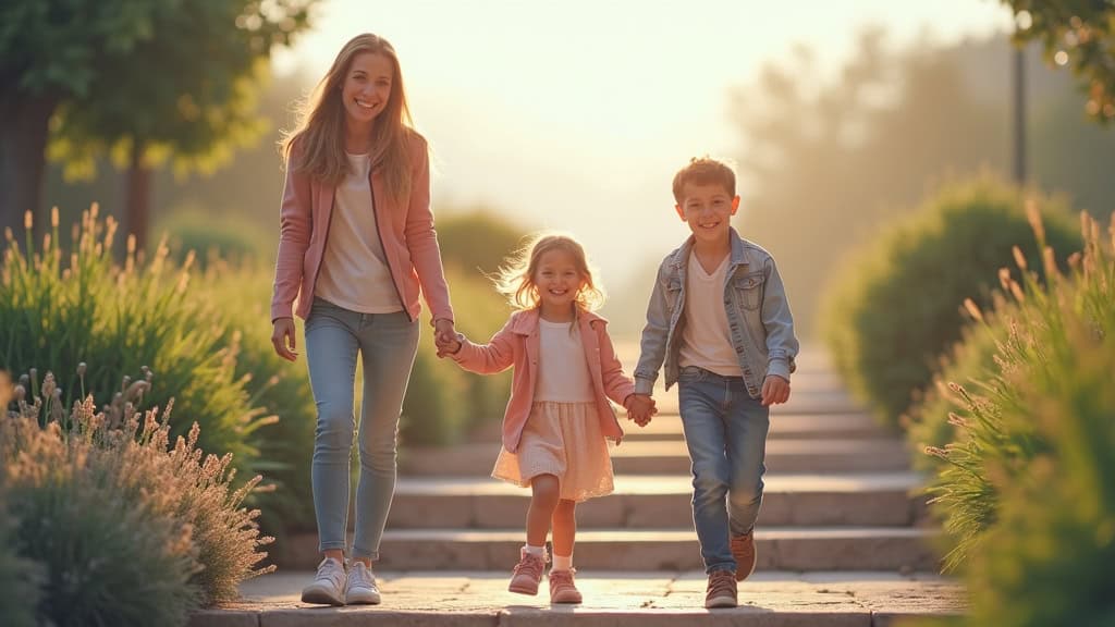 Famille souriante avec un monte-escalier à Mirebeau