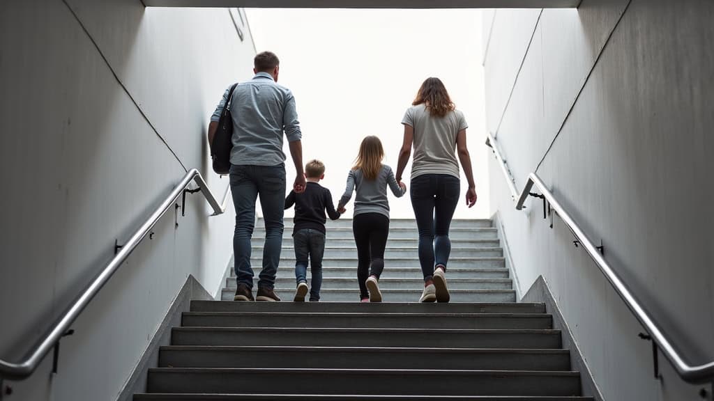 Famille utilisant un monte-escalier à Saint-Vigor-d