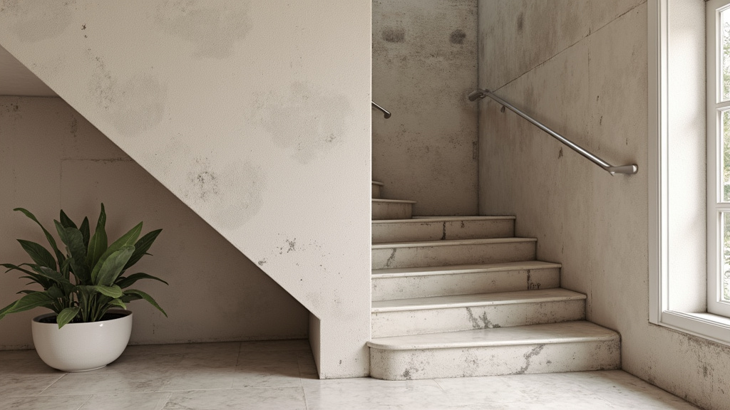 Fauteuil de monte-escalier replié pour laisser passer dans un escalier à Mazères