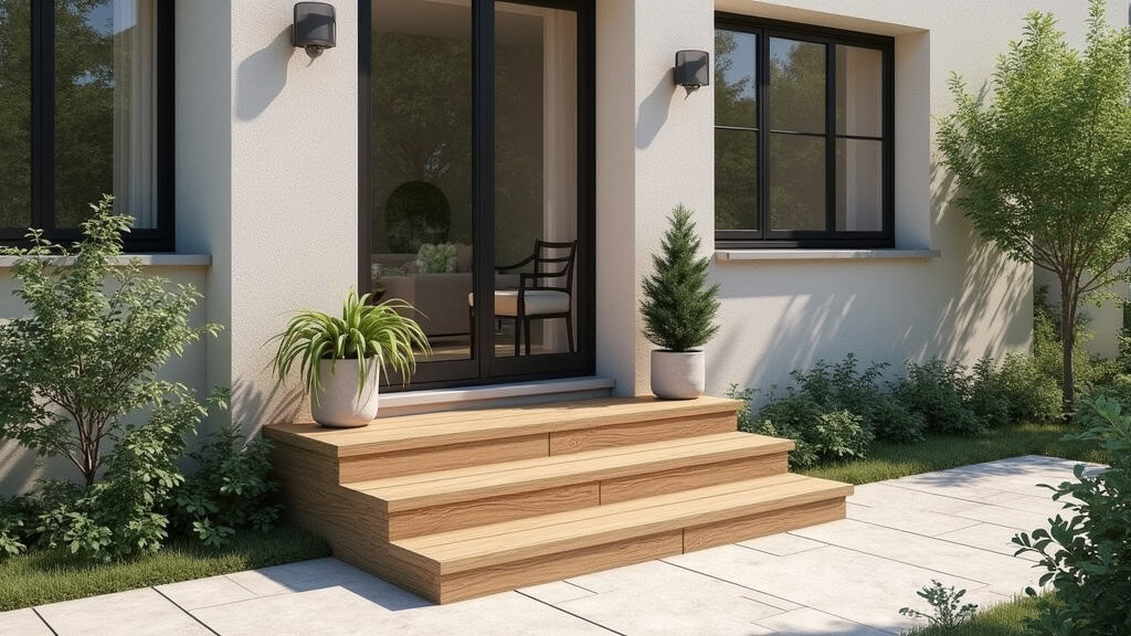 Fauteuil monte-escalier installé à l’extérieur d’une maison à Locoal-Mendon