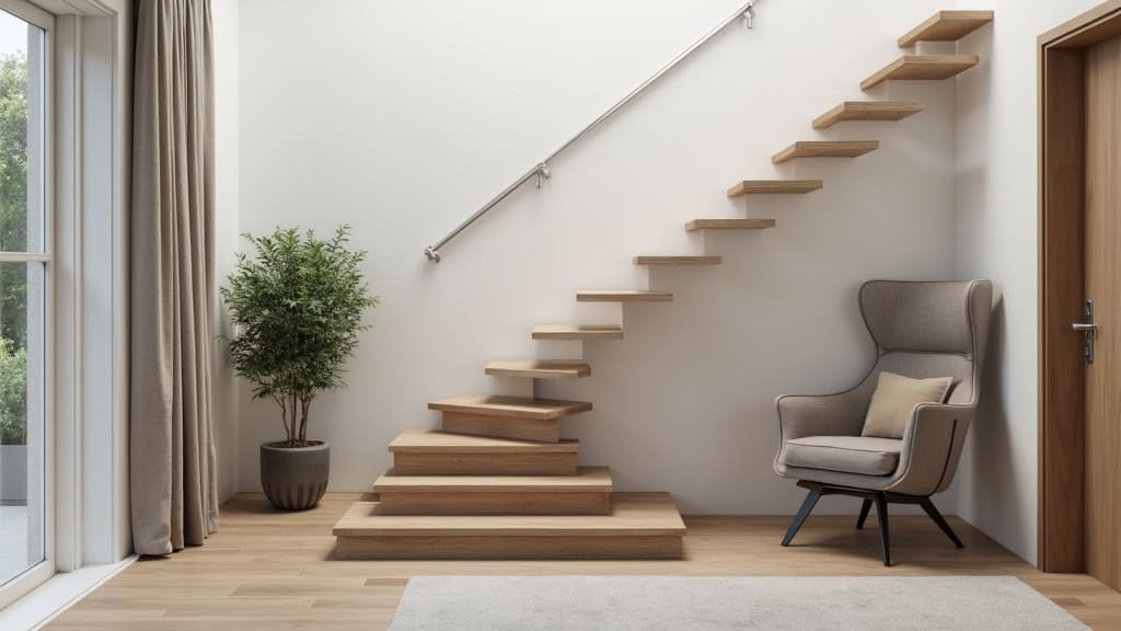 Fauteuil monte-escalier installé dans un escalier intérieur à Locoal-Mendon